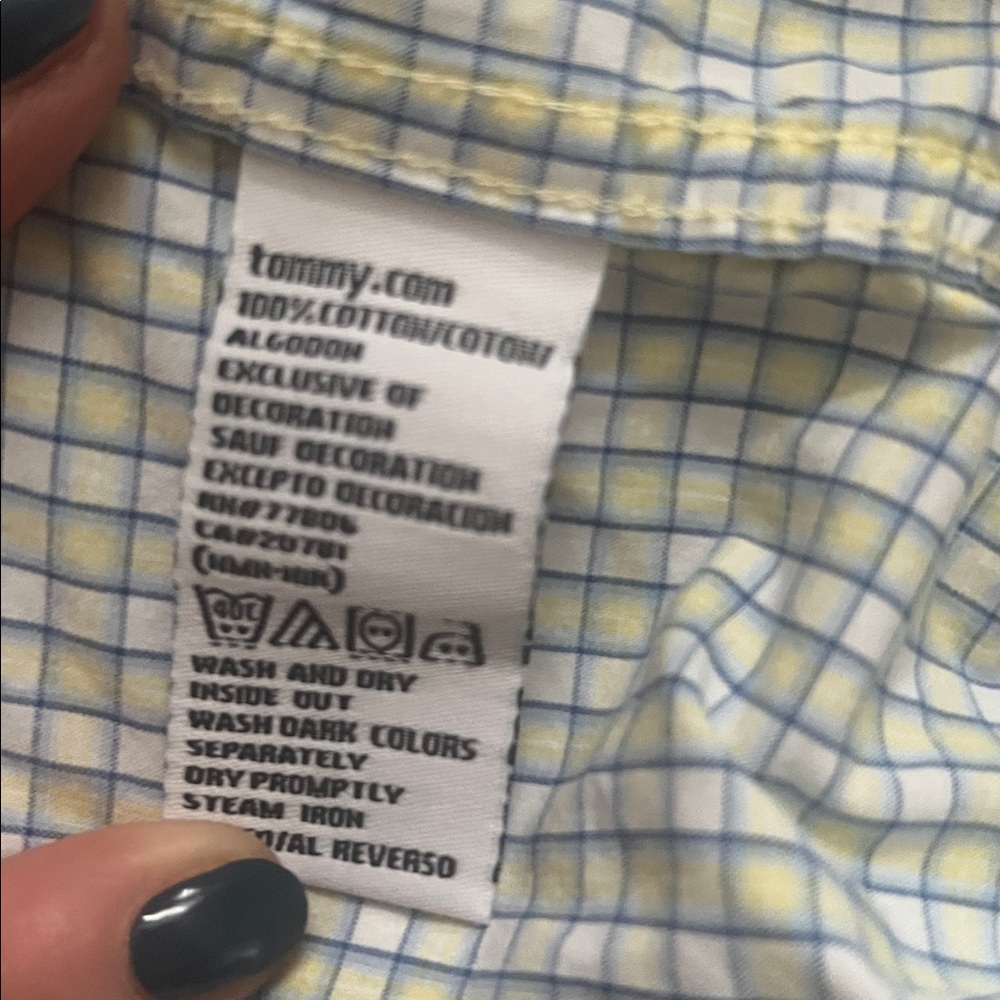 Tommy Hilfiger Checkered Short Sleeve Shirt - White and Blue - Picture 5 of 5